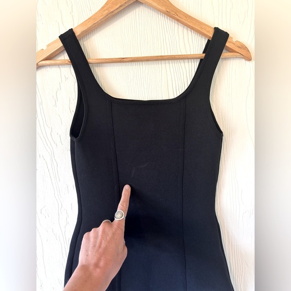 Wilfred Babaton Sculpt Knit Black Square Neck Contour Ribbed Bodycon Mini Dress - Picture 5 of 12